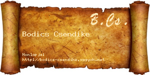 Bodics Csendike névjegykártya